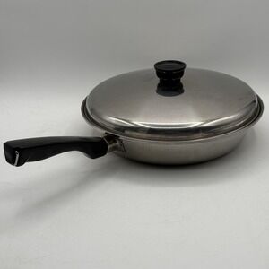 Vintage SEARS Maid Of Honor‎ 10" Heat Core Stainless Steel Skillet Fry Pan W/Lid